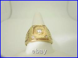 Mens Antique 24k Ring Solid Gold White Sapphire. 43ctw Pure Gold Size 12.5 R1481