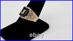 Mens Antique Masonic 10k Gold Onyx Initial'j' Signet Ring, 11