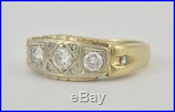 Mens Antique Vintage 14k Gold 1 Carat Ctw Vs2 G Diamond Ring Sz 12.25