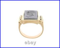 Mens Estate Vintage 10k Yellow Gold Carved Cameo Ring