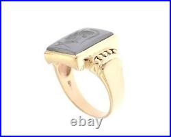 Mens Estate Vintage 10k Yellow Gold Carved Cameo Ring