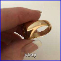 Mens HEAVY vintage LARGE CUSTOM diamond solid 14k yellow gold ring F monogram