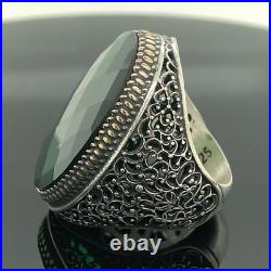 Mens Handmade Ottoman Ring Large Emerald Stone Ring Green Stone Ring