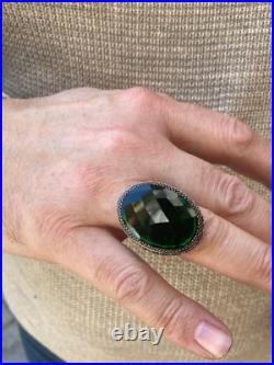 Mens Handmade Ottoman Ring Large Emerald Stone Ring Green Stone Ring