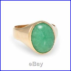 Mens Jade Ring Vintage 22k Yellow Gold Estate Fine Jewelry Pre Owned Sz 8.25