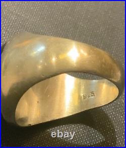 Mens Large Oval Tiger Eye Ring In Sterling Silver Vintage