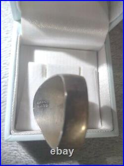Mens Large Oval Tiger Eye Ring In Sterling Silver Vintage, Size 12 1/2