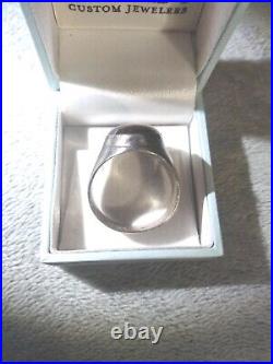 Mens Large Oval Tiger Eye Ring In Sterling Silver Vintage, Size 12 1/2