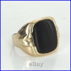 Mens Onyx Signet Ring Vintage 10k Yellow Gold Estate Fine Jewelry Pre Owned