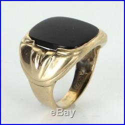 Mens Onyx Signet Ring Vintage 10k Yellow Gold Estate Fine Jewelry Pre Owned