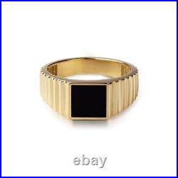 Mens Solid 14k Gold Black Onyx Cz Gp Cabochon Ring Size 8 9 10 11 12 13