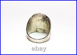 Mens Turquoise Ring Vintage Navajo Sterling Turquoise Mens Signet Ring Size 13