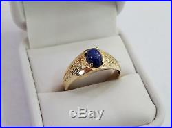 Mens Vintage 10K Yellow Gold & Blue Star Sapphire Ring Size 13 8220