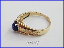 Mens Vintage 10K Yellow Gold & Blue Star Sapphire Ring Size 13 8220