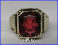 Mens Vintage 10k Solid Gold Ostby & Barton Ruby Ring