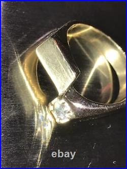 Mens Vintage 14K YELLOW GOLD, DIAMOND Ring 10.8 grams. Size 10