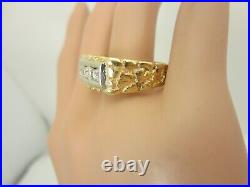 Mens Vintage 14k Yellow Gold Diamond Nugget Style Ring Men's 0.25 ct