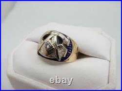 Mens Vintage 14kt Yellow Gold, Diamond, Masonic Ring Size 12 #w130