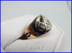 Mens Vintage 14kt Yellow Gold, Diamond, Masonic Ring Size 12 #w130
