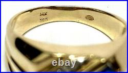 Mens Vintage 585 14k Yellow Gold Blue Sapphire & Diamond Ring Band Size 9