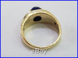 Mens Vintage ARS 10K Yellow Gold & Blue Star Sapphire Ring Size 12 7278