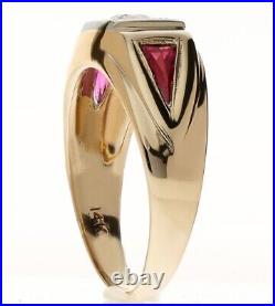 Mens Vintage Diamond Ruby 14K YG Ring 6.9GM 1.05CT Size 10 3/4