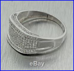 Mens Vintage Estate 10k Solid White Gold 0.95ctw Diamond Cluster Ring