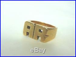 Mens Vintage Estate 14K Gold Ring with Initials AR, 16.8g, E1117