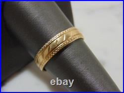 Mens Vintage Estate 14k Yellow Gold Etched Wedding Band Ring, 3.2g