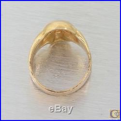 Mens Vintage Estate Solid 18k Yellow Gold 13mm Wide Skull Face Ring A8