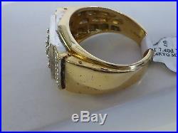 Mens Vintage Retro 14K Yellow Gold Diamond Cluster Ring