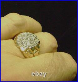 Mens vintage diamond and gold nugget ring
