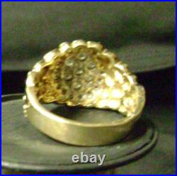 Mens vintage diamond and gold nugget ring