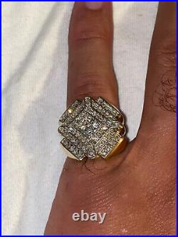 Mens vintage real 14k gold diamond ring 1.5 CT