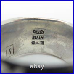 NANIS 925 Sterling Silver Vintage Italy Multi-Gem Modernist Button Ring Size 7