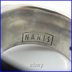 NANIS 925 Sterling Silver Vintage Italy Multi-Gem Modernist Button Ring Size 7