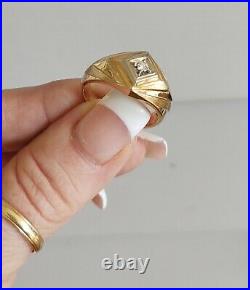 NEW Vintage 10kt Yellow Gold Men's Round Diamond Ring Sz 10 BARNETT DAVIS USA