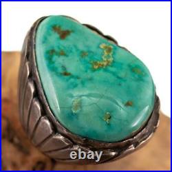Native American Ring HEAVY Turquoise Sterling Silver OLD PAWN Vintage sz 9 Mens