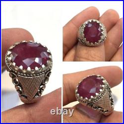 Natural Afghani Ruby Ring Opaque Stone Top Quality Real Ruby Yaqoot Stone Ring