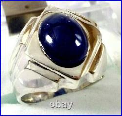 Natural African Blue Sapphire Mens Ring 925 Sterling Silver Neelam Stone Size 9