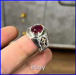 Natural African Ruby Ring Real Original Ruby Mens Ring Ruby Gemstone Silver Ring