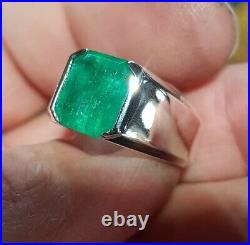 Natural Emerald Ring 925 Sterling Silver Men's Ring For Special Occasion's