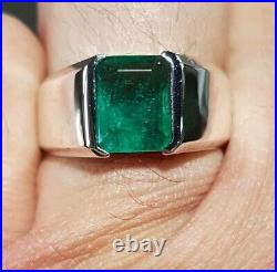 Natural Emerald Ring 925 Sterling Silver Men's Ring For Special Occasion's