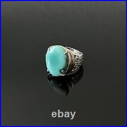 Natural Gemstone Turquoise Men Ring Handmade Quaint Vintage