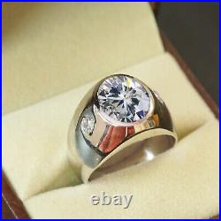 Natural Moissanite Gemstone With 925 Sterling Silver Ring For Men's #K9