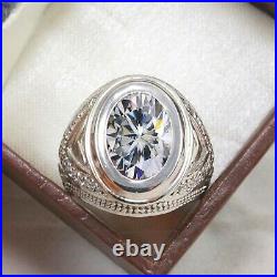 Natural Moissanite Gemstone With 925 Sterling Silver Ring For Men's #k42