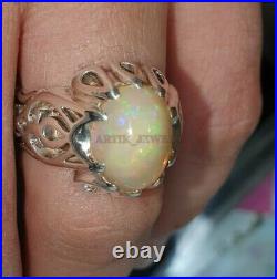 Natural Opal Gemstone with 925 Sterling Silver Vintage Style Ring for Men's 1339