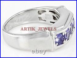 Natural Tanzanite Gemstone with 925 Sterling Silver Ring for Men's #2927