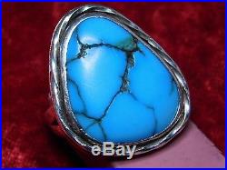 Navajo Bisbee Vintage Turquoise Sterling Silver Men's Ring Unsigned Size 12