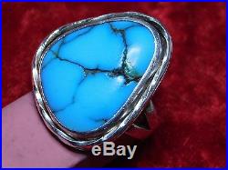 Navajo Bisbee Vintage Turquoise Sterling Silver Men's Ring Unsigned Size 12